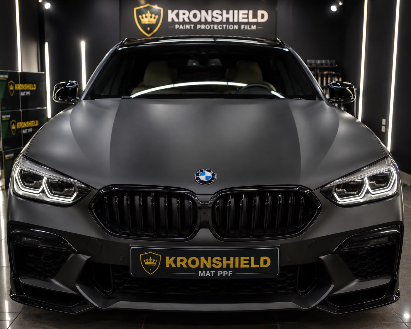 Black BMW protected with Kronshield matte PPF
