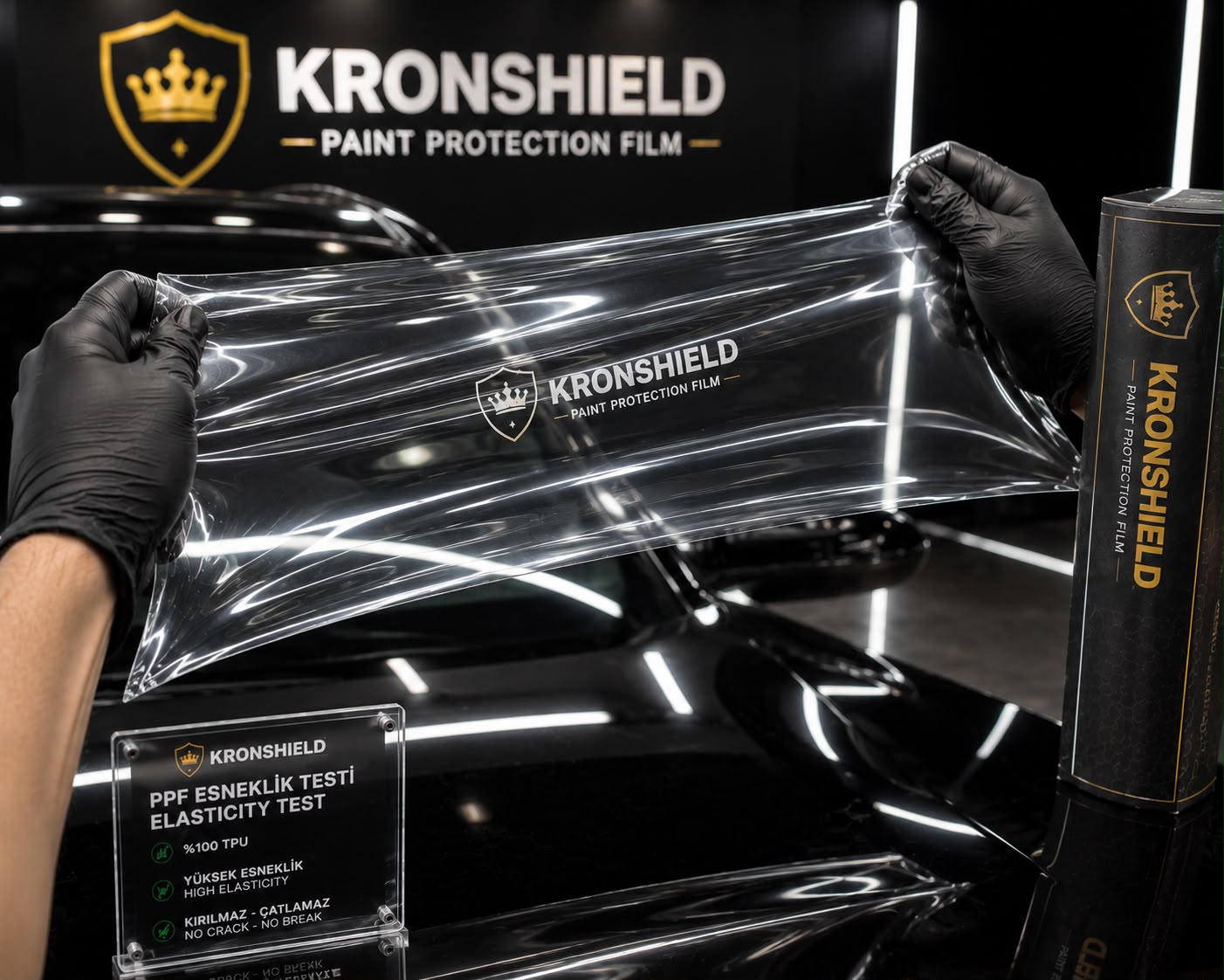 Kronshield PPF elasticity test and product film